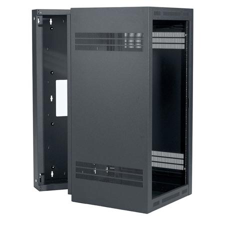 Lowell Manufacturing LWR-2428 24U Rack-Sectional Wall Mount with 1 Pair Adjustable Rails, 28" Deep, Black