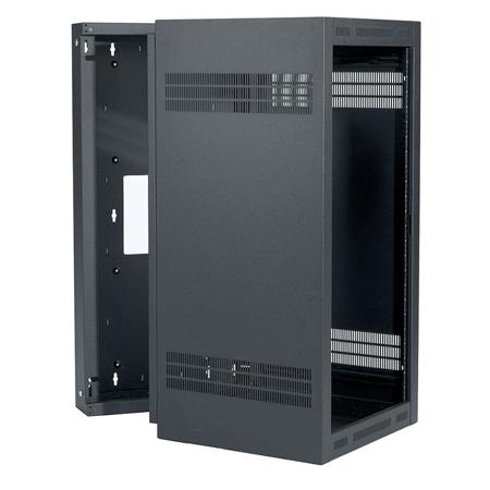 Lowell Manufacturing LWR-2432 24U Rack-Sectional Wall Mount with 1 Pair Adjustable Rails, 32" Deep, Black