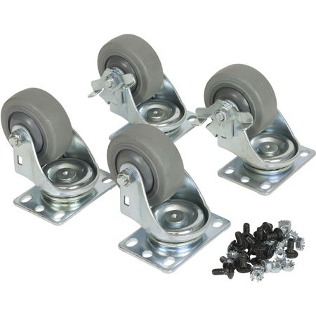 Lowell Manufacturing LXR-C3SFL 3" Fine-Floor Swivel Casters for LXR/LVR Series Racks, 2 Locking, 4 Pack