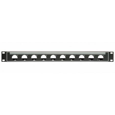 Lowell Manufacturing N10P-ID-1 1U Steel Rackmount Panel with 10 Punches, Black