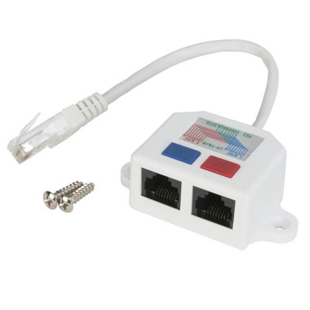 Lowell Manufacturing RJ45-Y Y-Adapter for RJ45 Jack, 6" Pigtail, White