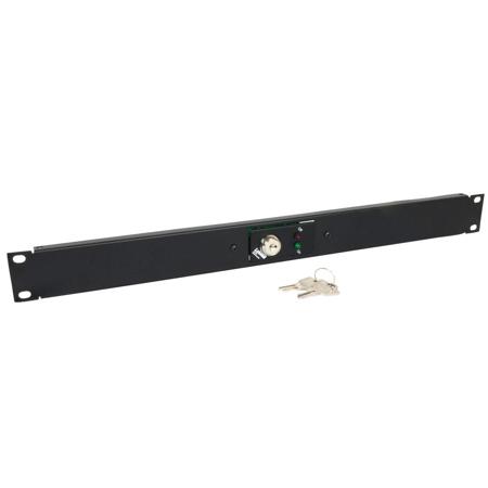 Lowell Manufacturing RPSB2-MKR-RJ SPST Low Voltage Key-Switch with RJ45 Connector, Momentary Closure, 2 Status LED, 1U Rackmount Panel, Black
