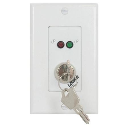 Lowell Manufacturing RPSW2-MKP SPST Low Voltage Key-Switch with Momentary Closure, 2 Status LED, 1-Gang Wall Plate, White