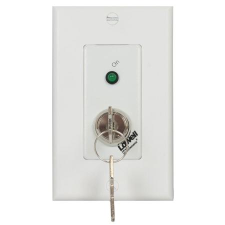 Lowell Manufacturing RPSW-KP SPST Low Voltage Key-Switch with Maintained Closure, 1 Status LED, 1-Gang Wall Plate, White