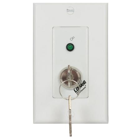 Lowell Manufacturing RPSW-KP-RJ SPST Low Voltage Key-Switch with RJ45 Connector, Maintained Closure, 1 Status LED, 1-Gang Wall Plate, White