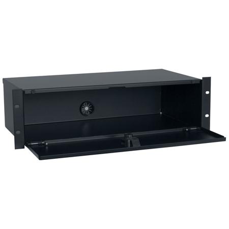 Lowell Manufacturing SBL-49 4U Rackmount Steel Storage Box with Key Lock, Supports 50 Lbs
