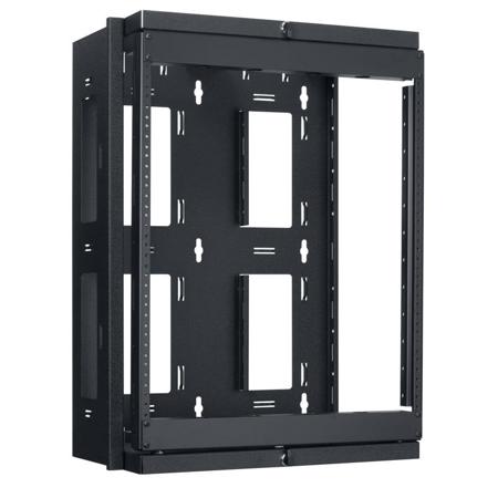 Lowell Manufacturing SGR-1212 12U Swing-Gate Open Frame Wall Rack, 13" Depth, 150 Lbs Capacity, 1-Pair Fixed Rails, Black