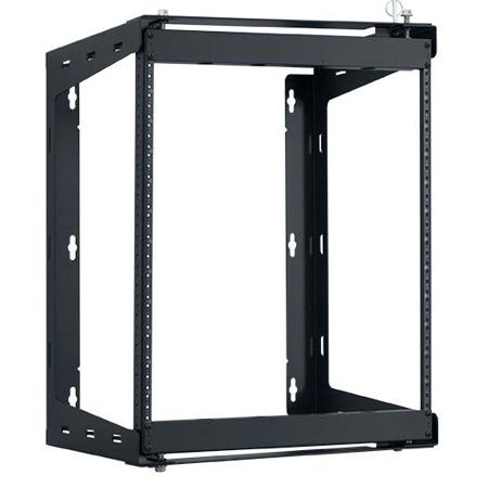 SR-1218 12U Swing-Gate Wall Rack, 18" Depth, 100 Lbs Capacity, 1-Pair Fixed Rails, Black