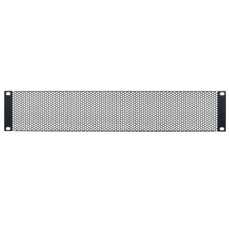 Lowell Manufacturing SVPL-4CC 4U 18 Gauge Steel Rackmount Panel with Staggered Large Hole Vent and Flange, 6 Pack, Black