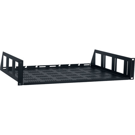 Lowell Manufacturing USV-214 2U Rack Utility Shelf with Vent, 14" Depth, Black