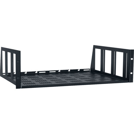 Lowell Manufacturing USV-314 3U Rack Utility Shelf with Vent, 14" Depth, 50 Lbs Capacity, Black