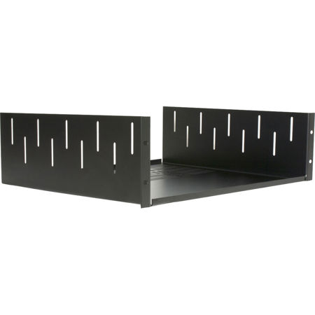 Lowell Manufacturing USVC-315 3U Rack Utility Shelf with Vent and Clamping Brackets, 15" Depth, 50 Lbs Capacity, Black