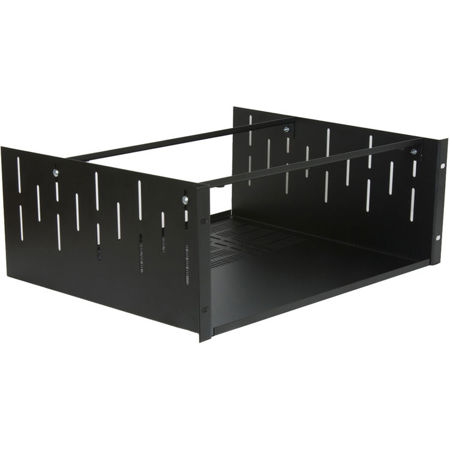 Lowell Manufacturing USVC-415 4U Rack Utility Shelf with Vent and Clamping Brackets, 15" Depth, 50 Lbs Capacity, Black