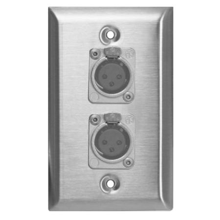 Lowell Manufacturing WP1-2NC3FD 1-Gang Steel Wall Plate with Two Neutrik NC3FDL Female Mic Connectors