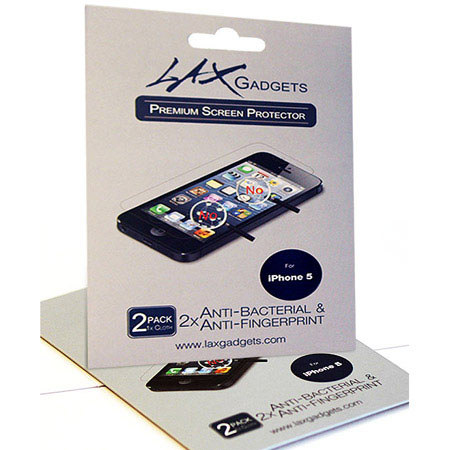 Lax Gadgets Premium Screen Protectors, Anti-Bacterial for iPhone 5, 2 Pack