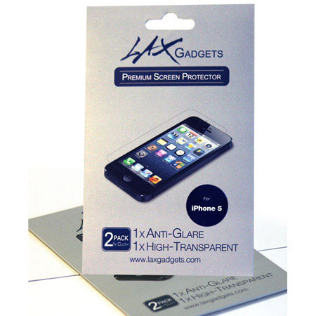 Lax Gadgets Premium Screen Protectors, Anti-Glare + Clear for iPhone 5, 2 Pack