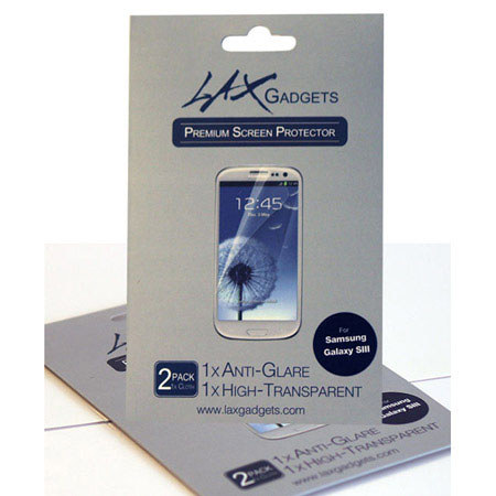 Lax Gadgets Premium Screen Protectors, Anti-Glare + Clear for Galaxy S3, 2 Pack