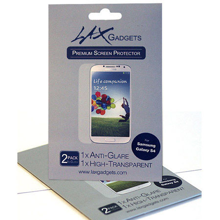 Lax Gadgets Premium Screen Protectors, Anti-Glare + Clear for Galaxy S4, 2 Pack