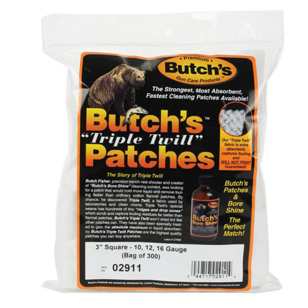 Lyman 3" Square Triple Twill Cleaning Patches for Shotguns, 300 Pack