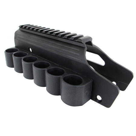 Lyman TacStar Shotgun Rail Mount with SideSaddle Mossberg 500 and 590, Matte Bk