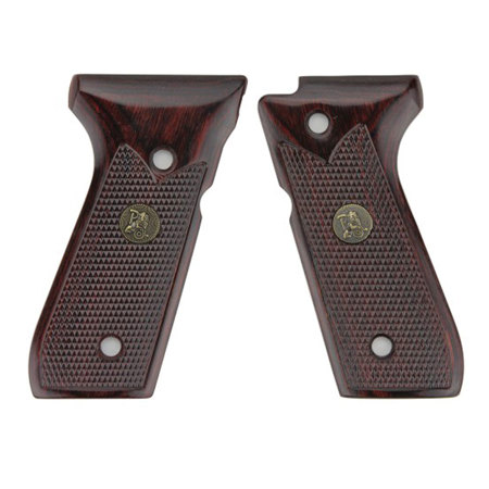 Lyman Renegade Wood Laminate Grip for Beretta 92 Pistol, Checkered Rosewood