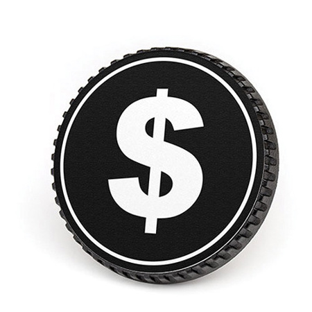 LenzBuddy Body Cap for Canon - with Dollar Sign Icon (Black & White)