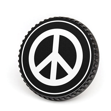 LenzBuddy Body Cap for Canon - with Peace Sign Icon (Black & White)