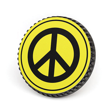 LenzBuddy Body Cap for Canon - with Peace Sign Icon (Yellow)