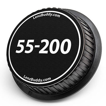LenzBuddy Rear Lens Cap for Canon 55-200mm (Black & White)
