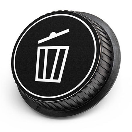 LenzBuddy Rear Lens Cap for Canon - with Trash Icon (Black & White)