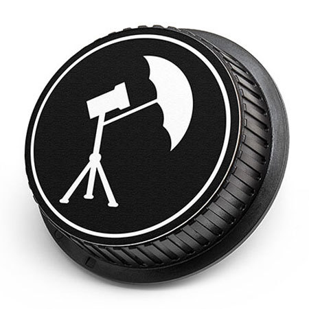 LenzBuddy Rear Lens Cap for Canon - with Umbrella Icon (Black & White)