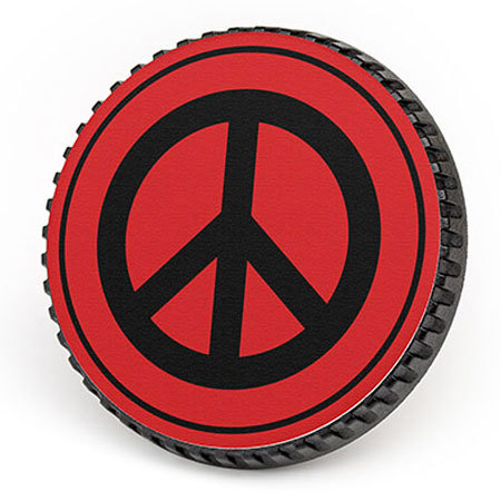 LenzBuddy Body Cap for Nikon - with Peace Sign (Red)