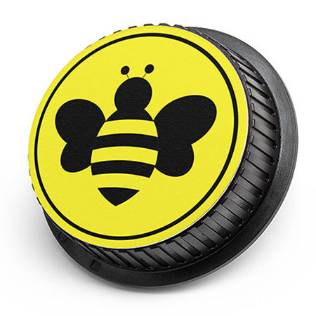 LenzBuddy Rear Lens Cap for Nikon - with Bumble Bee Icon (Yellow)
