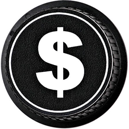 LenzBuddy Rear Lens Cap for Nikon - with Dollar Sign (Black & White)