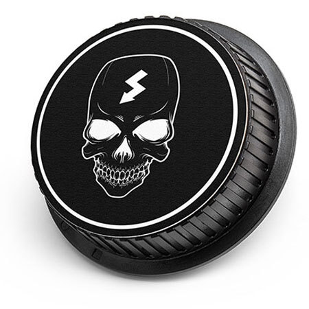LenzBuddy Rear Lens Cap for Nikon - with Skull Icon (Black & White)