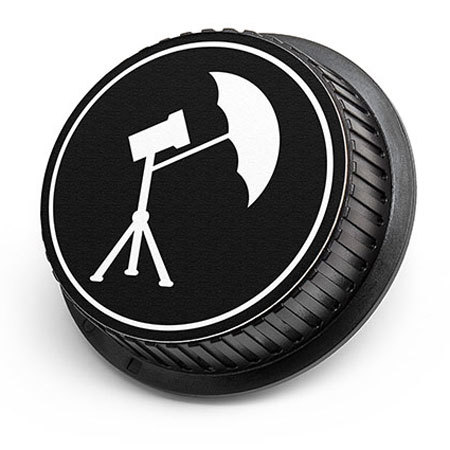 LenzBuddy Rear Lens Cap for Nikon - with Umbrella Icon (Black & White)
