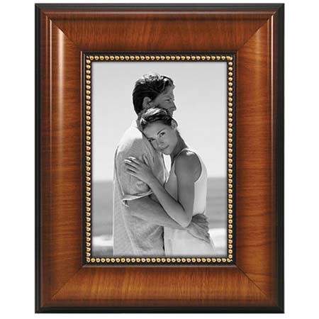 Malden International Elegant Series Wood Frame for a 4x6" Photograph, Color/Style: Walnut with Gold Beed Inner Boarder