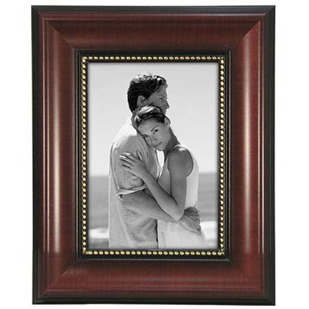 Malden Elegant Series Wood Frame for 4x6" Photo, Rosewood with Gold Beed