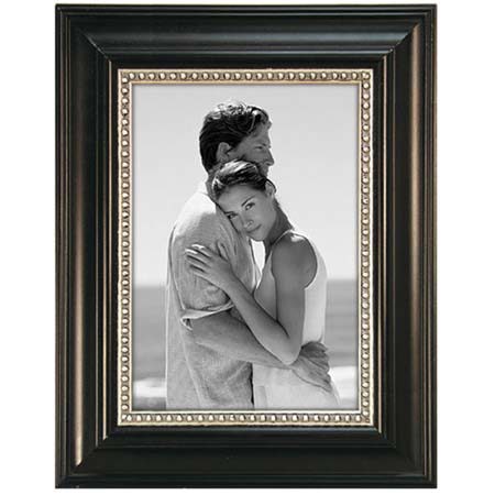Malden Classic Series Wood Frame f/8x10" Photo, Black w/Silver Beed