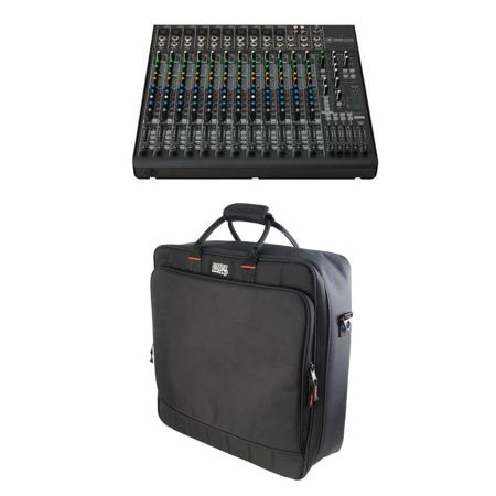 Mackie 16-Channel Compact 4-Bus Mixer, 3 EQ Bands, 128.5 dB Dynamic Range - With Gator Cases Updated Padded Nylon Mixer/Equipment Bag, 18x18x5.5" Interior Size