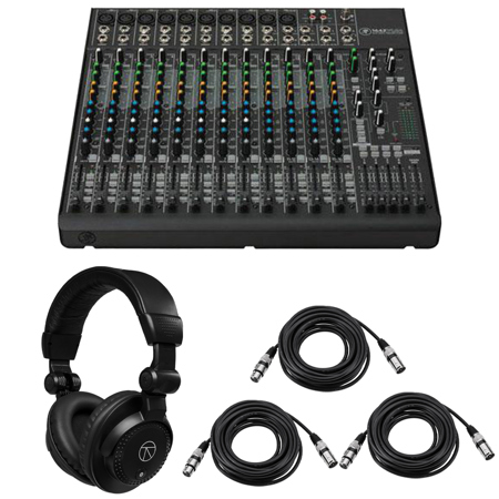 Mackie 1642VLZ4 16-Channel Compact Analog Mixer, with Headphones & 4x XLR Cable