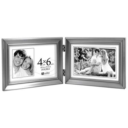 Malden International Concourse Pewter Metal Picture Frame for 4x6" Double Photos