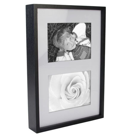 Malden International SINTRA Ash Wood Matted 2-5x7" Frame, Ebony-Black Finish