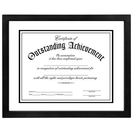 Malden International Wood Floater Document Frame, Holds 8.5x11" Mat, Black