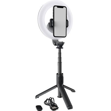 Mackie mRING-6 6" Battery-Powered Ring Light Kit with Convertible Selfie Stick
