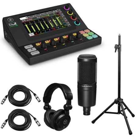 Mackie DLZ Creator XS Compact Digital Mixer,w/Mic,Stand,Headphone, 2x XLR Cables