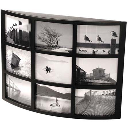 Malden Curve Wood Frame for 4x6in Nine Photos, Black