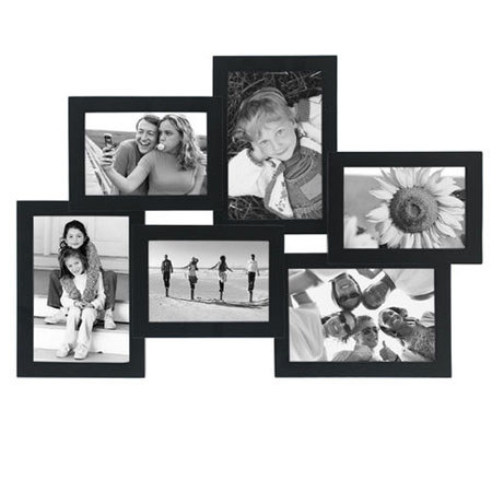 Malden International Crossroads Collage Frame for Three 3.5x5"/4x6" Photo, Black