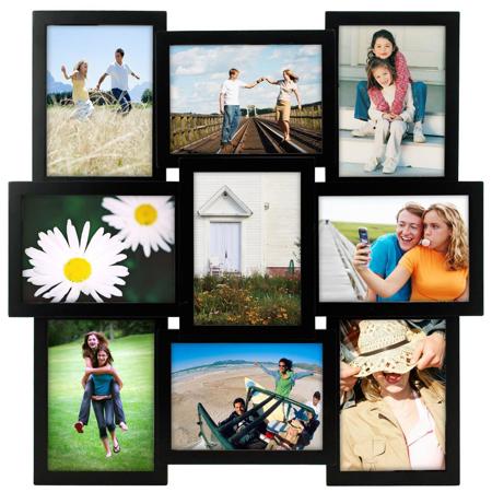 Malden Crossroads Collage, Contemporary Wall Wood Frame f/9-5x7" Photos, Black