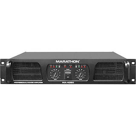 Marathon MA Pro Series MA-4050 2 Channel Stereo Power Amplifier, 800W at 8 Ohms, 15Hz-25KHz Frequency Response, XLR and 1/4" Inputs, Indicator LEDs